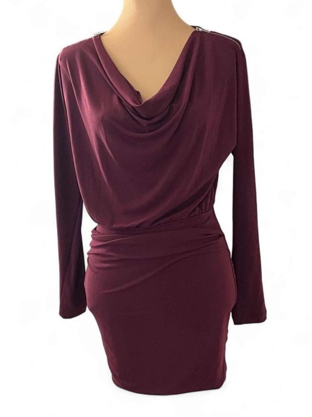 Forever 21 Draped Long-Sleeve Wine Dress